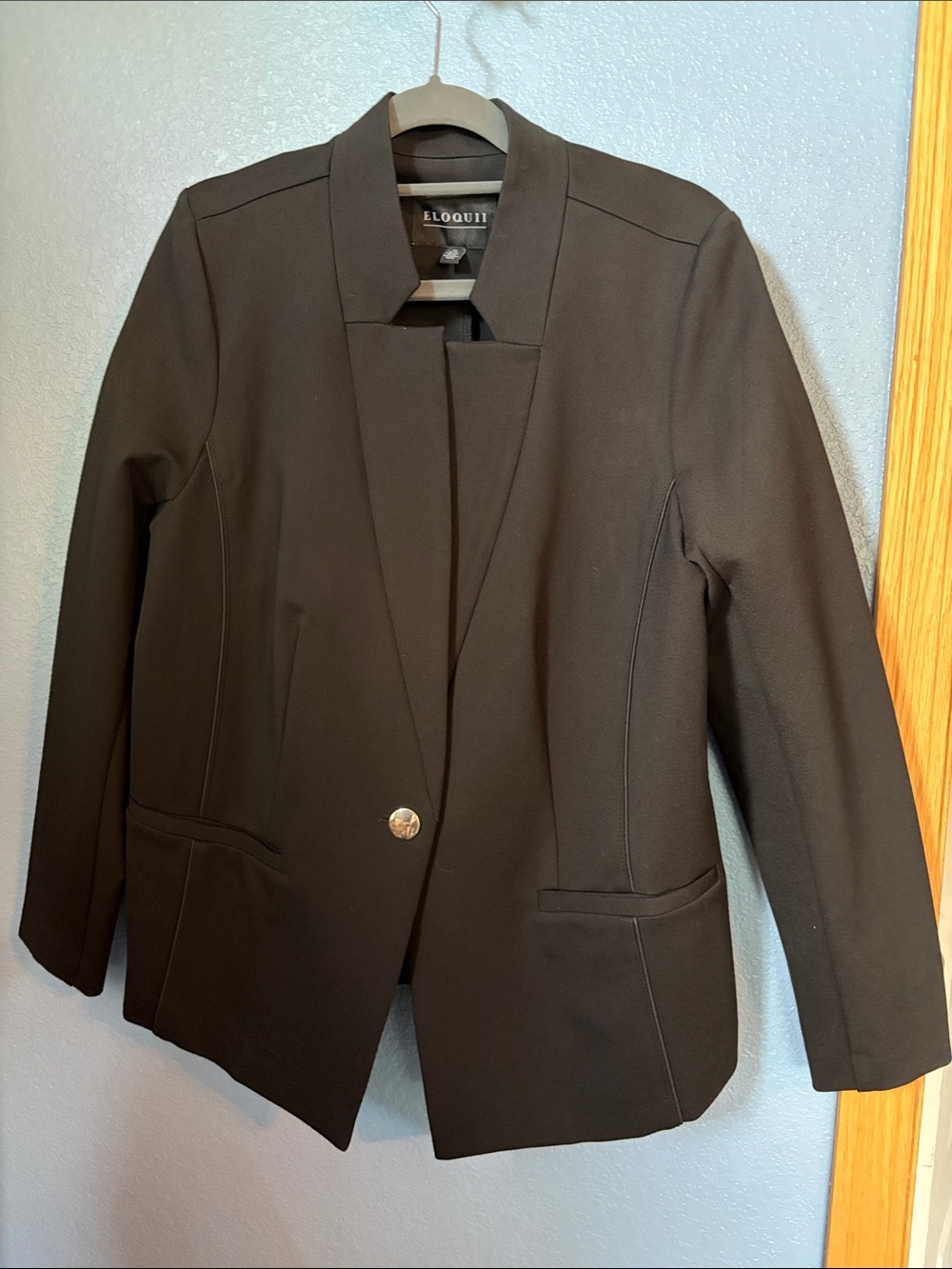Eloquii Black Single-Button Notchless Blazer size 16